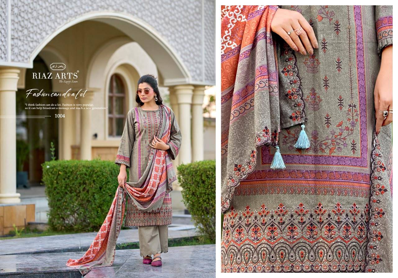 Bin Saeed Vol 16 By RIAZ ARTS 1001 To 1006 Series Pakistani Suits Ethnic Wear COTTON CAMRIC LAWN Dresses At Wholesale